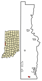 Location of Universal in Vermillion County, Indiana.
