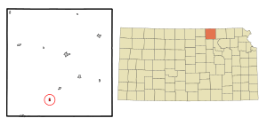 Location within Washington County and Kansas