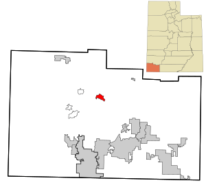 Location in Washington County and the state of Utah