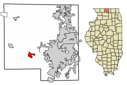 Location of Winnebago in Winnebago County, Illinois.