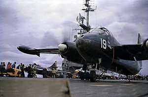 AJ Savage launching from USS Midway (CVA-41) 1955