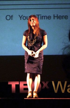 Rosenthal speaking at the TEDx Waterloo conference, February 25, 2010