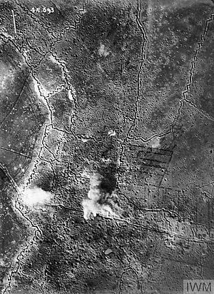 Aerial photograph of Thiepval bombardment 25-09-1916 IWM Q 63740