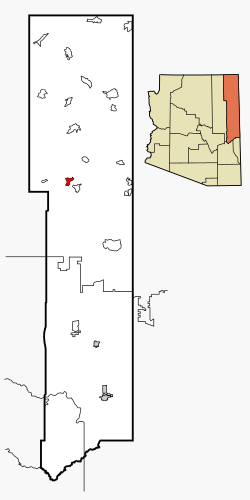Location in Apache County and the state of Arizona