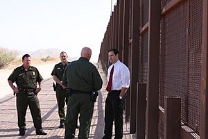 At US-Mexican border in November 2011 with Customs and Border Patrol
