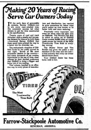 Barney Oldfield tire ad