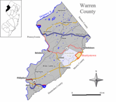 Map of Beattystown CDP in Warren County