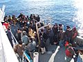 Boat People at Sicily in the Mediterranean Sea