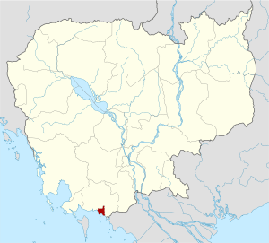 Map of Cambodia highlighting Kep