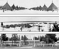CCC camps in Michigan; the tents were soon replaced by barracks built by Army contractors for the enrollees.