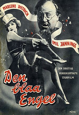 Den blaa Engel (The Blue Angel) (film) Danish poster, Marlene Dietrich, Emil Jannings