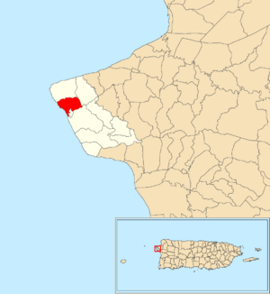 Location of Ensenada within the municipality of Rincón shown in red