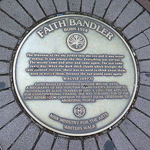 Faith Bandler Sydney Writers Walk plaque