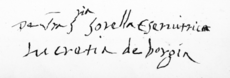 Firma de “Lucretia de Borgia” en una carta a su cuñada Isabella Gonzaga (marzo de 1519)