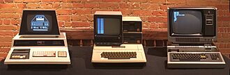 Home or Personal Computers from 1977 - Commodore PET 2001, Apple II, TRS-80 Model I, together called 'Trinity77' (edited image)