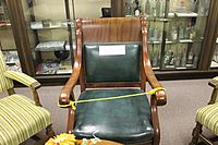 Hotel owner Joseph Bentley's chair at Louisiana History Museum IMG 4328