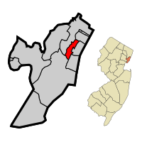 Location of Union City within Hudson County. Inset: Location of Hudson County in New Jersey