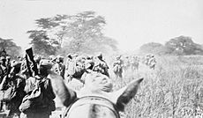 Indian troops march toward Buiko, German East Africa, 1916