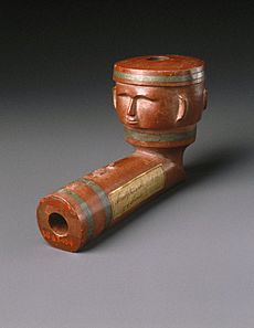Inlayed Pipe Bowl with Two Faces, early 19th century,50.67.104