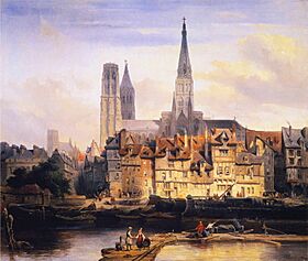 Johannes Bosboom - View of the Paris Quay and the Cathedral at Rouen