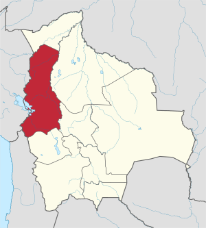 Location of La Paz Department within Bolivia