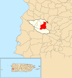Location of Lavadero within the municipality of Hormigueros shown in red