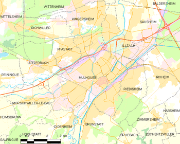 Map of the commune of Mulhouse