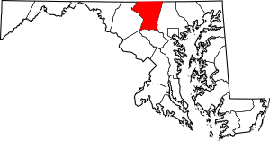 Map of Maryland highlighting Carroll County