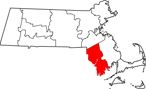 Map of Massachusetts highlighting Bristol County