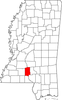 Map of Mississippi highlighting Lawrence County