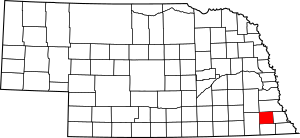 Map of Nebraska highlighting Johnson County