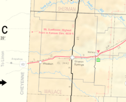 Map of Wallace Co, Ks, USA