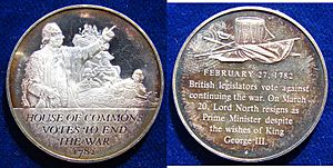 Motion of no confidence against Lord North 1782 Silver Medal