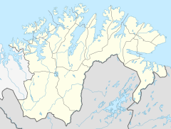 Map of northern Norway showing the location of Kaafjord