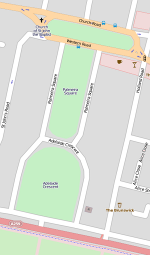 OpenStreetMap of Palmeira Square and Adelaide Crescent, Hove