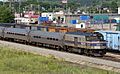 Passenger trains and freight trains at Rigby Yard 2005