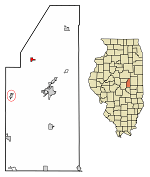 Location of De Land in Piatt County, Illinois.