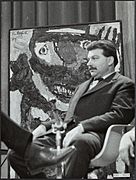 Portret van de kunstschilder Karel Appel (1921-2006) tijdens een interview, Bestanddeelnr 133-1171
