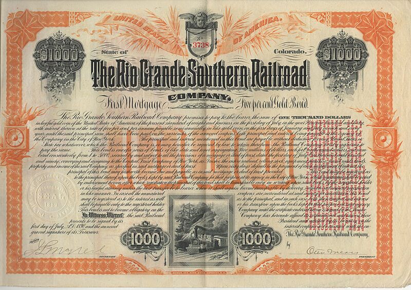 Rio Grande Southern Railroad 1890