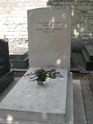 Sartre and Simone de Beauvoir grave, Montparnasse, Paris, France-16June2009
