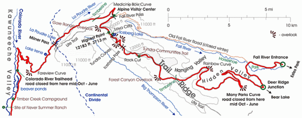 Trail Ridge Road map north