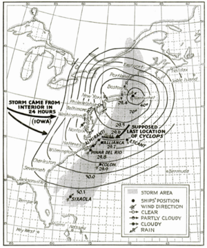 USS Cyclops map by US Weather Bureau