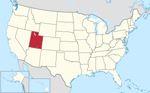 Map of the United States highlighting Utah