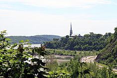 View of Saint-Michel de Sillery Church, from a location near Government House