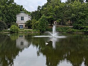 Wade Memorial Chapel, looking south across the lake