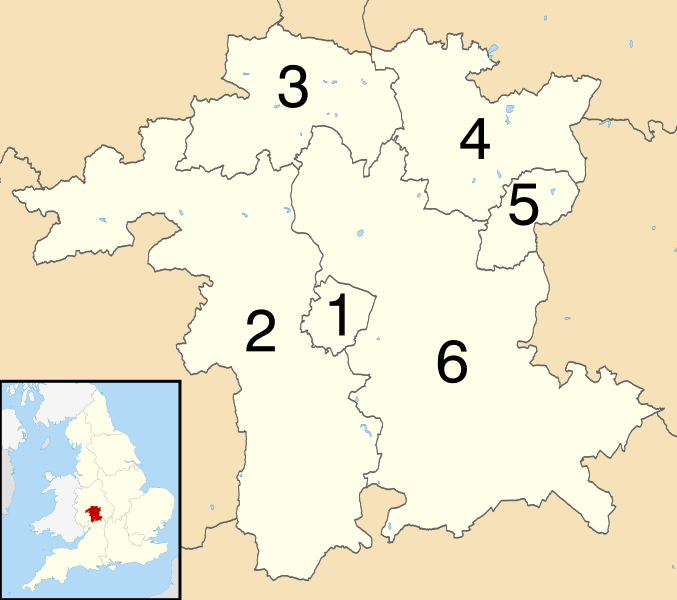 Image Worcestershire UK district map numbered