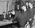 Young men registering for military conscription, New York City, June 5, 1917