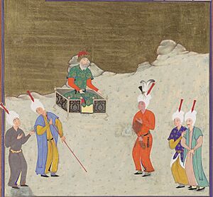 "Bahrum Gur Before His Father, Yazdigird I", Folio 551v from the Shahnama (Book of Kings) of Shah Tahmasp, ca. 1530–35