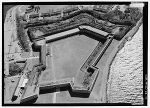 Aerial view of Fort Adams. - Fort Hamilton, Rose Island, Newport, Newport County, RI HAER RI-58-5