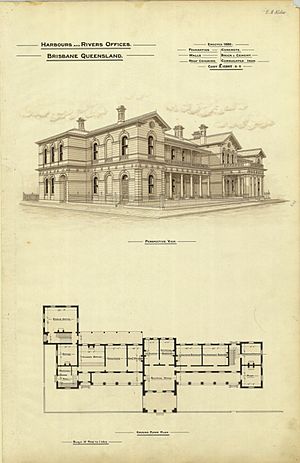 Architectural plan of the Harbours and Rivers Offices (aka Port Office), Brisbane, circa 1888